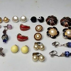 12 Pairs Clip-On Screw Back Vintage Earrings
